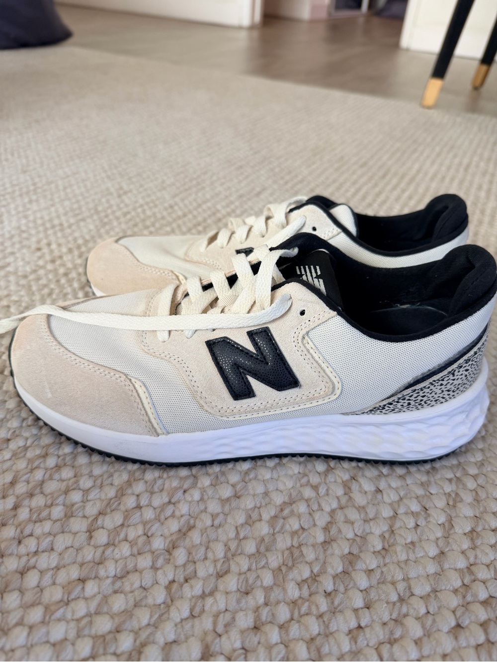 New Balance Women's Cream & Black | Leopard Casual/walking Sneakers 8.5